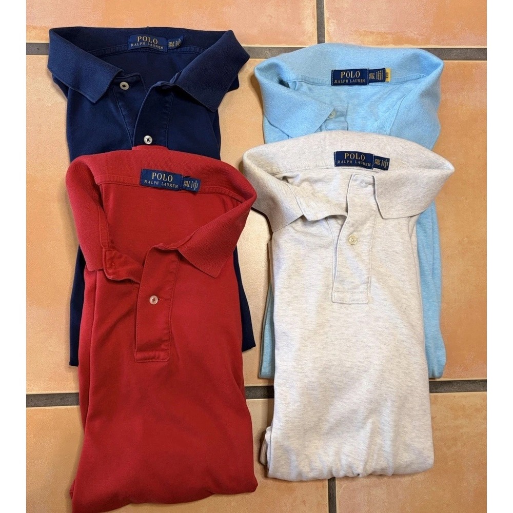 Lot Of 4 Polo Ralph Lauren Polo Shirts 2XL TGL - Blue, Red, Oatmeal, & Aqua Blue